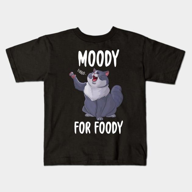 Moody For Foody Fat Cat Kids T-Shirt by Eugenex